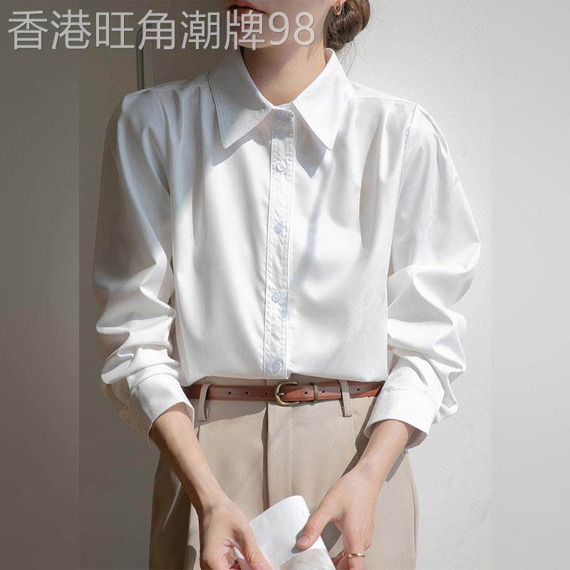 潮牌法式极简白色衬衫女新款设计感小众气质通勤职业百搭长袖上衣