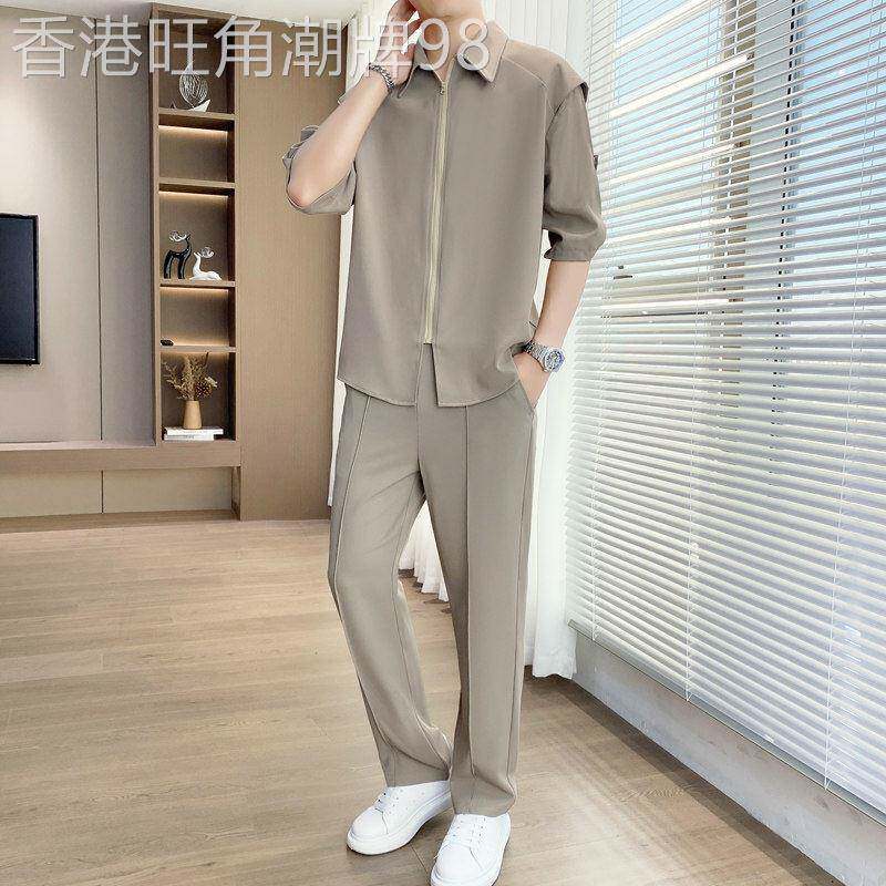 商务衬衫套装男2026夏季薄款休闲轻熟痞帅搭配西裤高级感男装一套