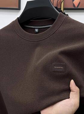 双面德国丝绒汗衫男秋冬拉绒加厚暖圆领底衫青年Trbottomy长袖t恤