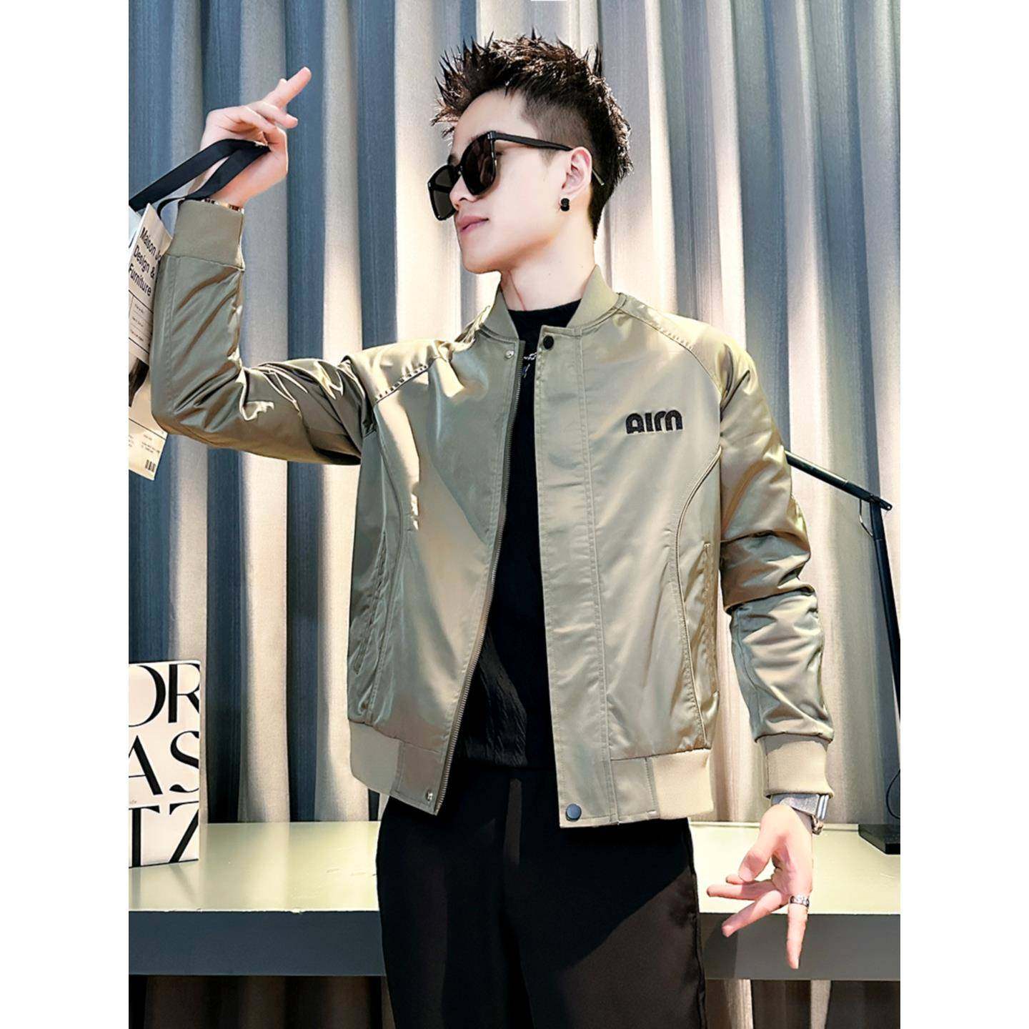 美式棒球服外套男2025新款潮牌痞帅高级感刺绣修身休闲运动夹克衫