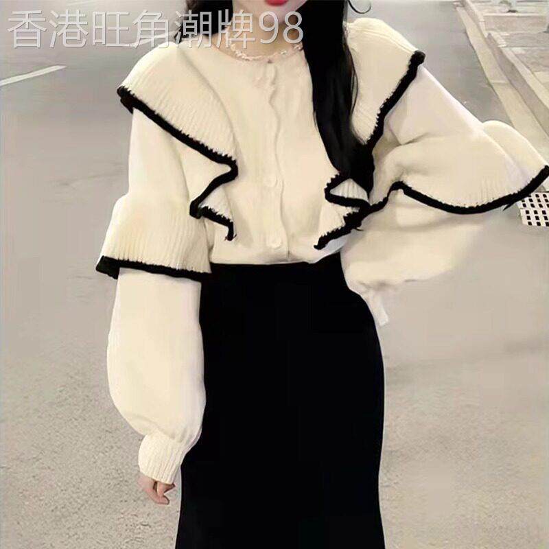 日系春秋季2025新款高级感小个子鱼尾连衣裙女小香风奶系两件套装