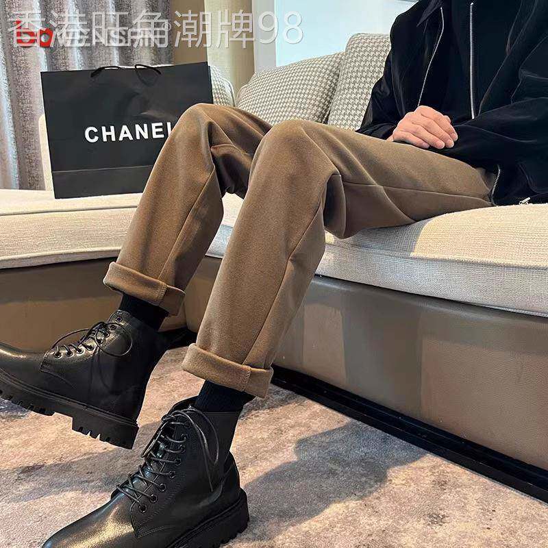潮牌毛呢休闲裤男士秋冬季2025新款高级感加厚男裤西装长裤子男款