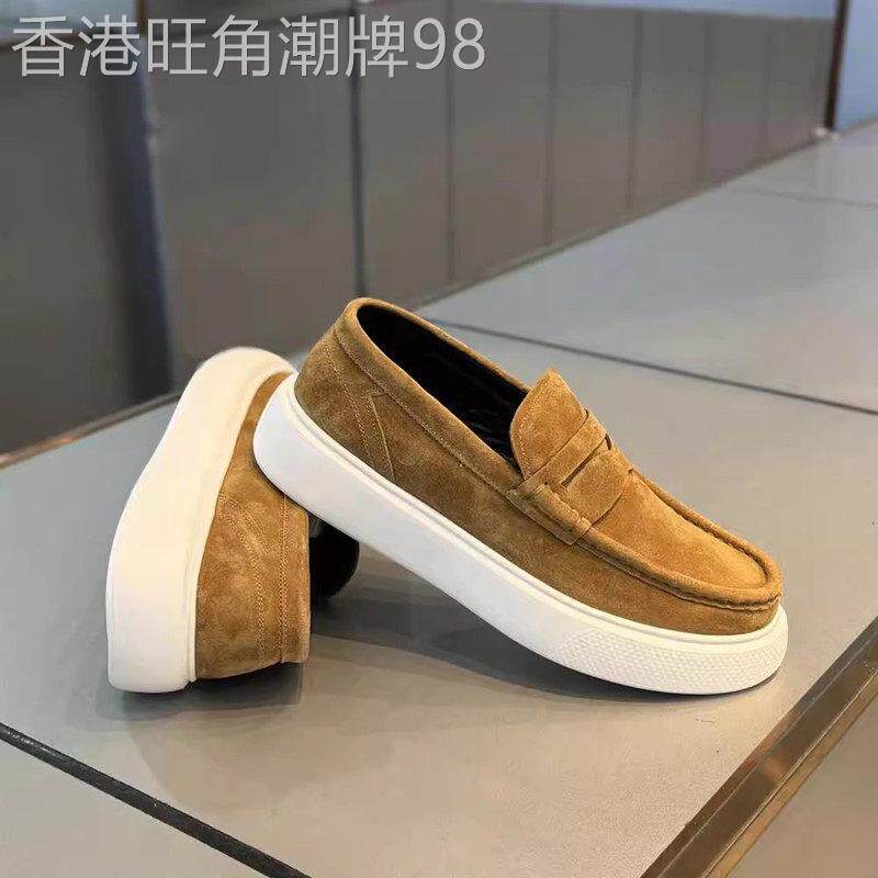 欧美『设计风』匠心打造~一眼就爱上!纯色磨砂反毛皮乐福豆豆鞋男