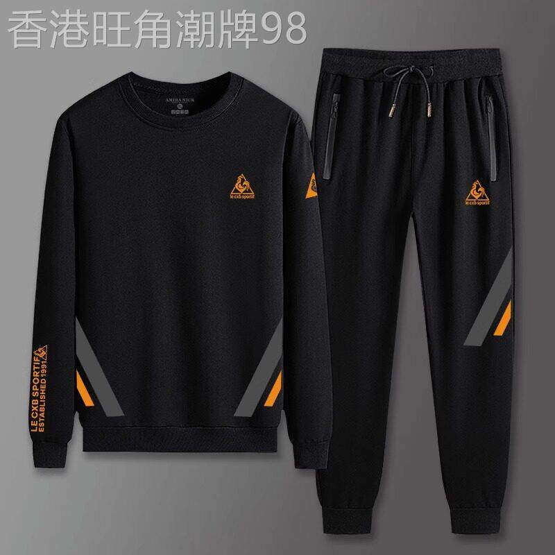 欧洲站~进口巴黎！法国公鸡休闲套装男加绒加厚卫衣运动服两件套