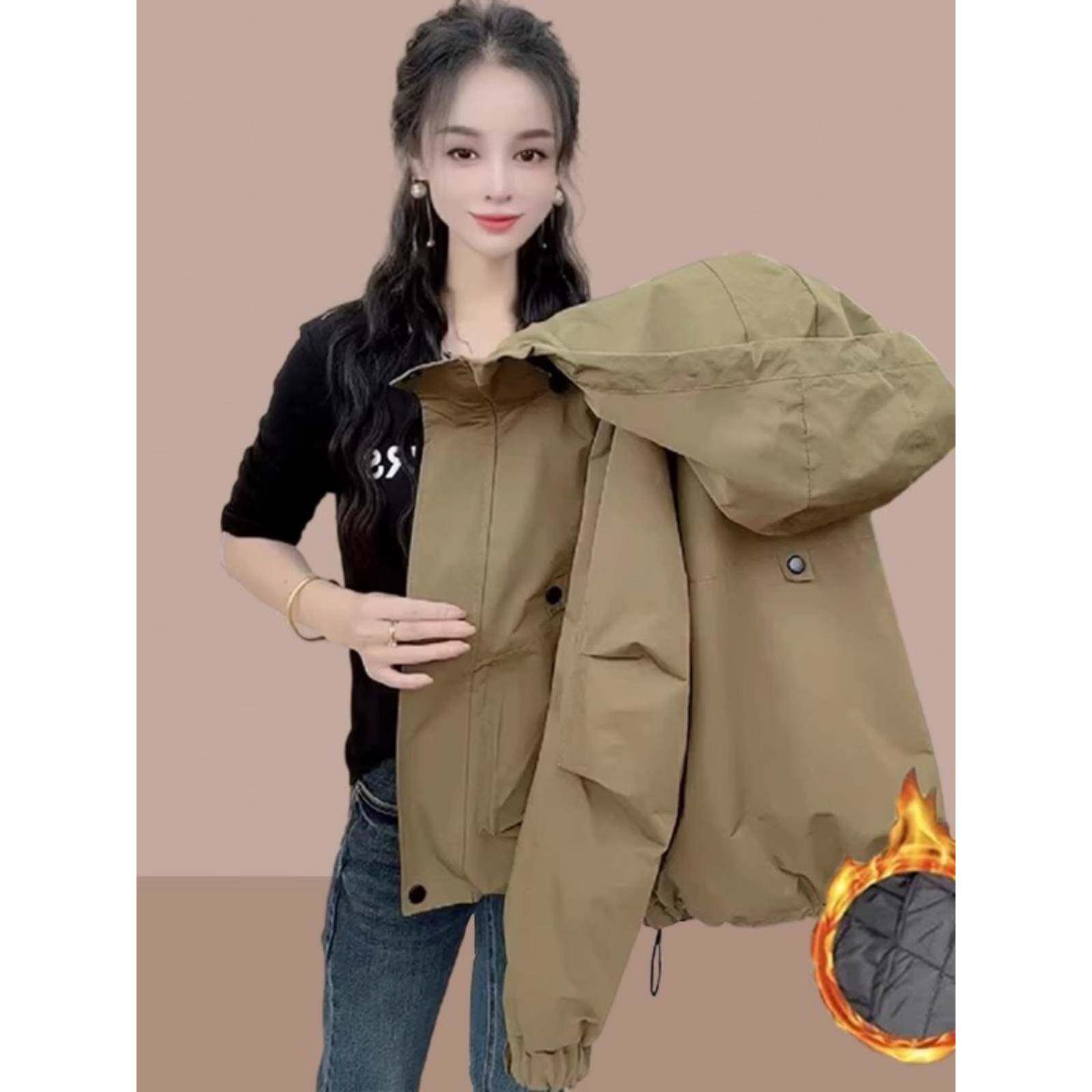 加绒加厚爆款冲锋衣女士2025秋冬季新款短外套小个子洋气夹克女装
