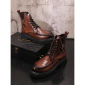 BoutiqueCa 英伦皮靴 厚底时尚 Senlh舒适匠心制作 厚底马丁靴男士