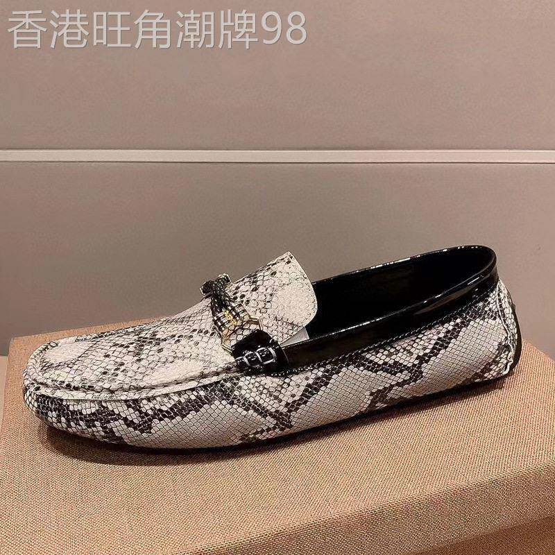 NICOLE VEVE 男士蛇皮纹休闲鞋潮流套脚皮鞋驾车鞋软底皮质豆豆鞋