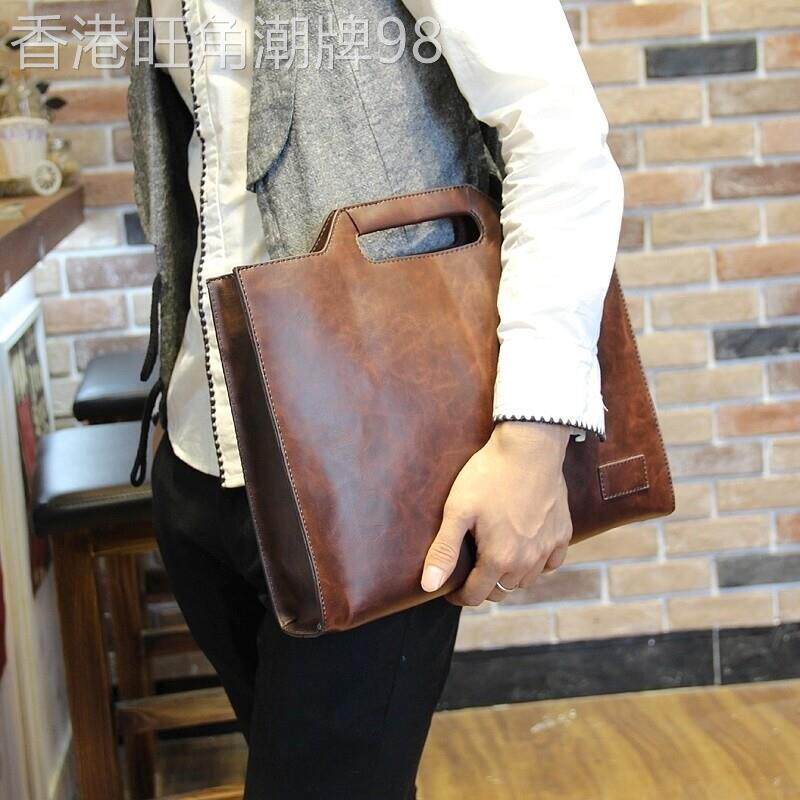 新款真皮定型手提男包牛皮单肩包青年斜挎包男士休闲商务公文包潮