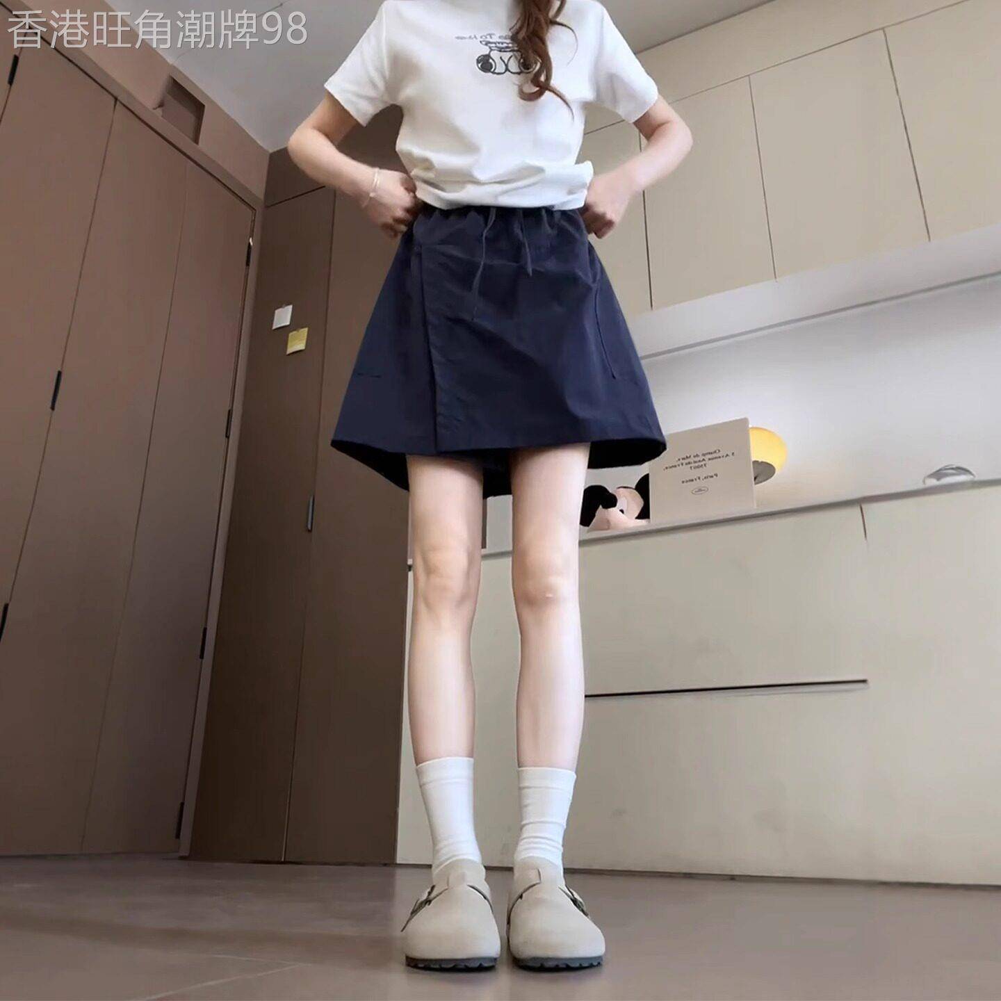 藏青色山本短裤女2025新款夏薄款工装短裙裤大尺码胖mm显瘦五分裤
