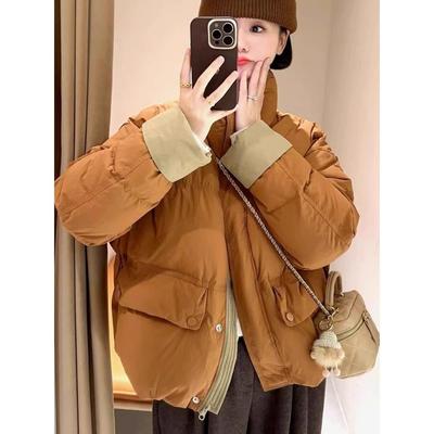 潮牌短款羽绒服女款冬季新款设计感小个子轻薄宽松立领白鸭绒外套