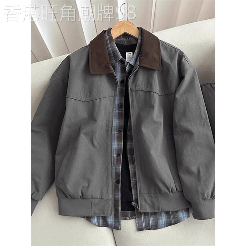 轻奢美式cleanfit复古工装外套男2025秋季翻领棒球服短款纯棉夹克