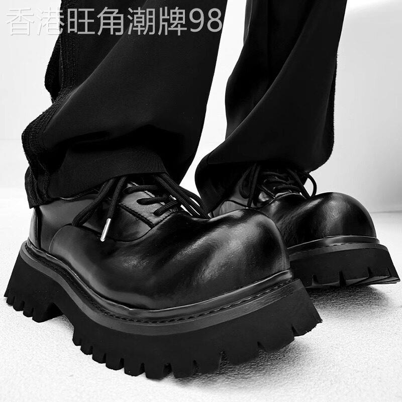 巴黎米奇德比鞋男士英伦cleanfit翘头厚底黑色休闲通勤皮鞋大头鞋