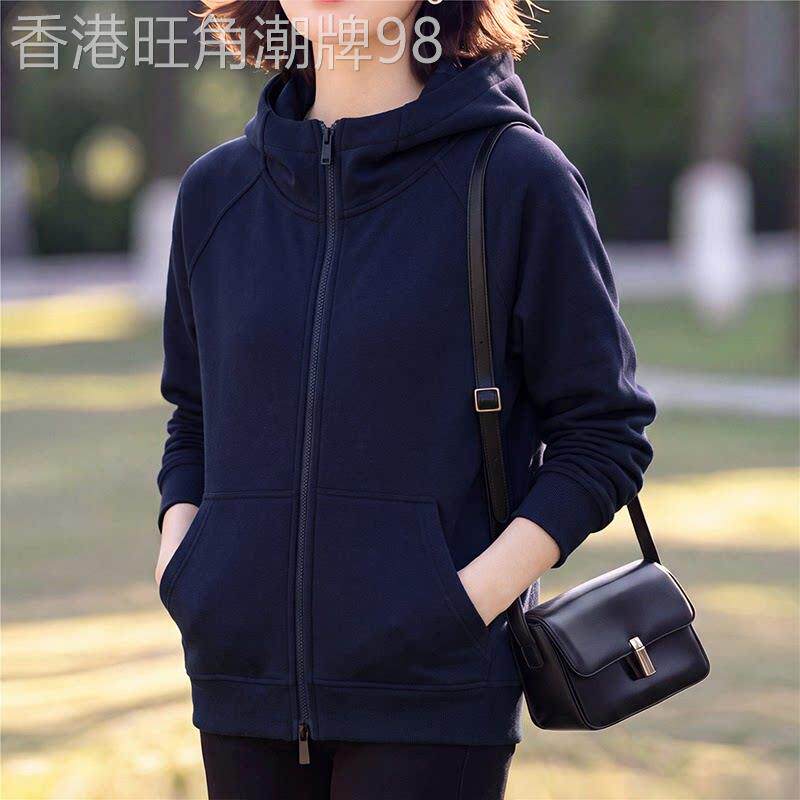 潮牌卫衣外套女2026春秋新款中年妈妈休闲宽松百搭连帽棉质开衫