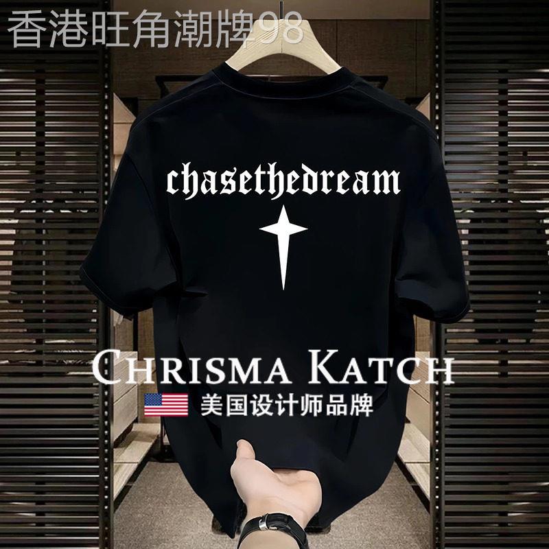 出口美国Chrisma Katch~纯棉短袖T恤重磅夏季宽松百搭情侣上衣