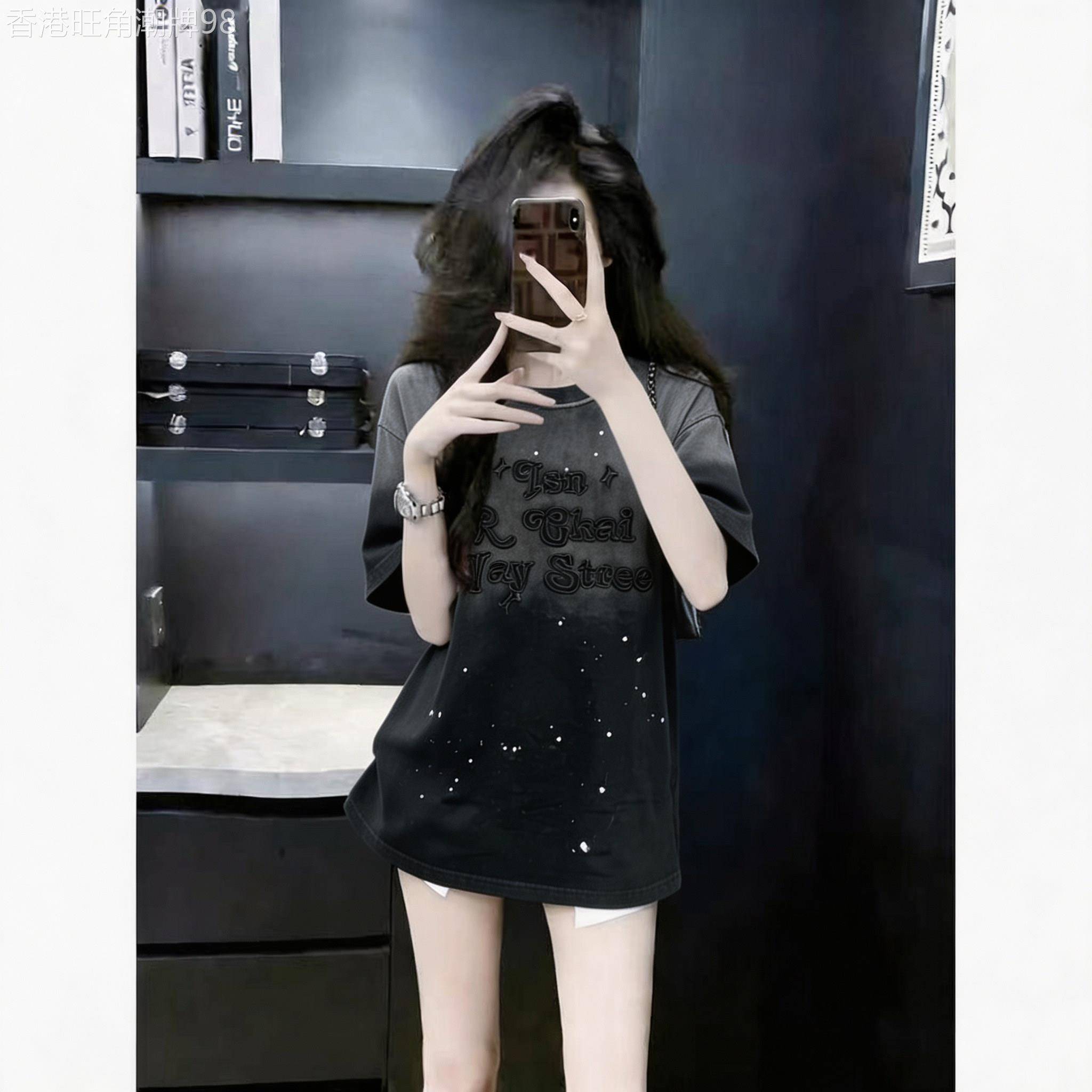 短袖t恤女夏季新款薄款宽松中长版今年流行的超好看独特漂亮上衣