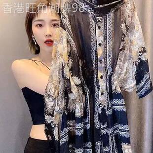 雪纺衬衫女短袖2026夏季新款韩版宽松洋派时尚百搭中长版半袖上衣