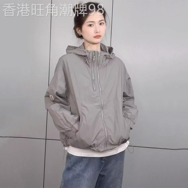 潮牌防晒衣外套女小个子2025夏薄款休闲 短款冲锋衣连帽双拉炼 炼