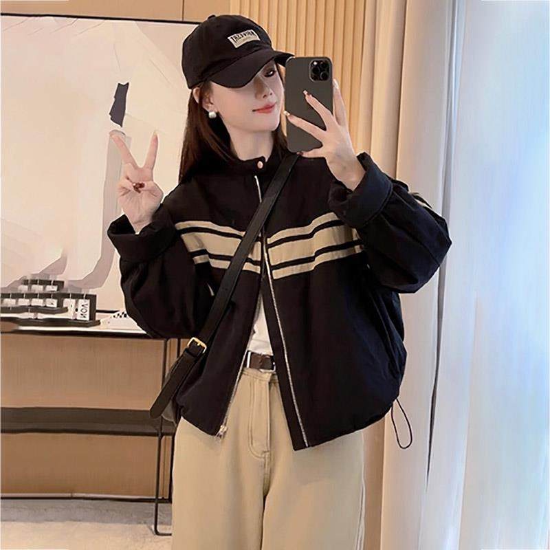 潮牌美式覆古加厚立领夹克棒球服外套秋冬季棉衣棉服短款冲锋衣女