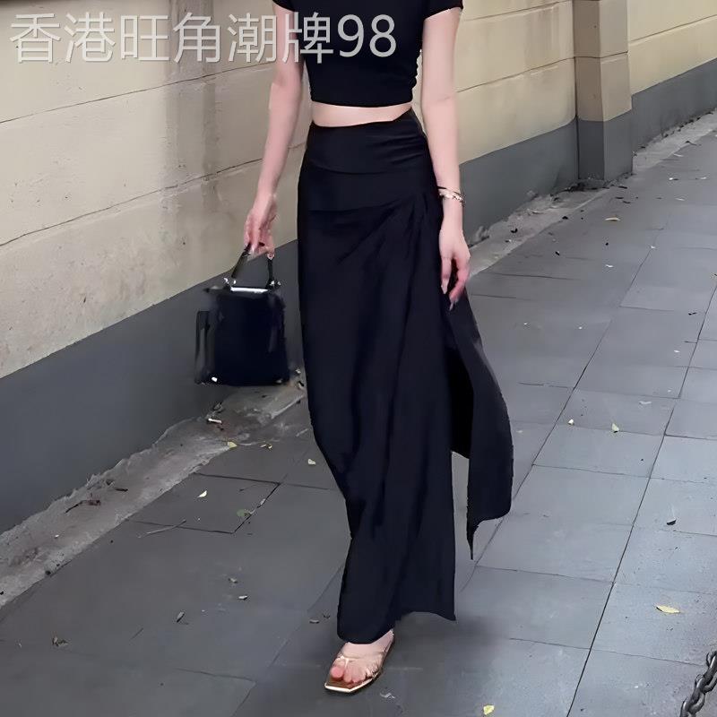 黑色半身裙女2026春季新款侧开叉设计感时尚气质名媛风显瘦直筒裙