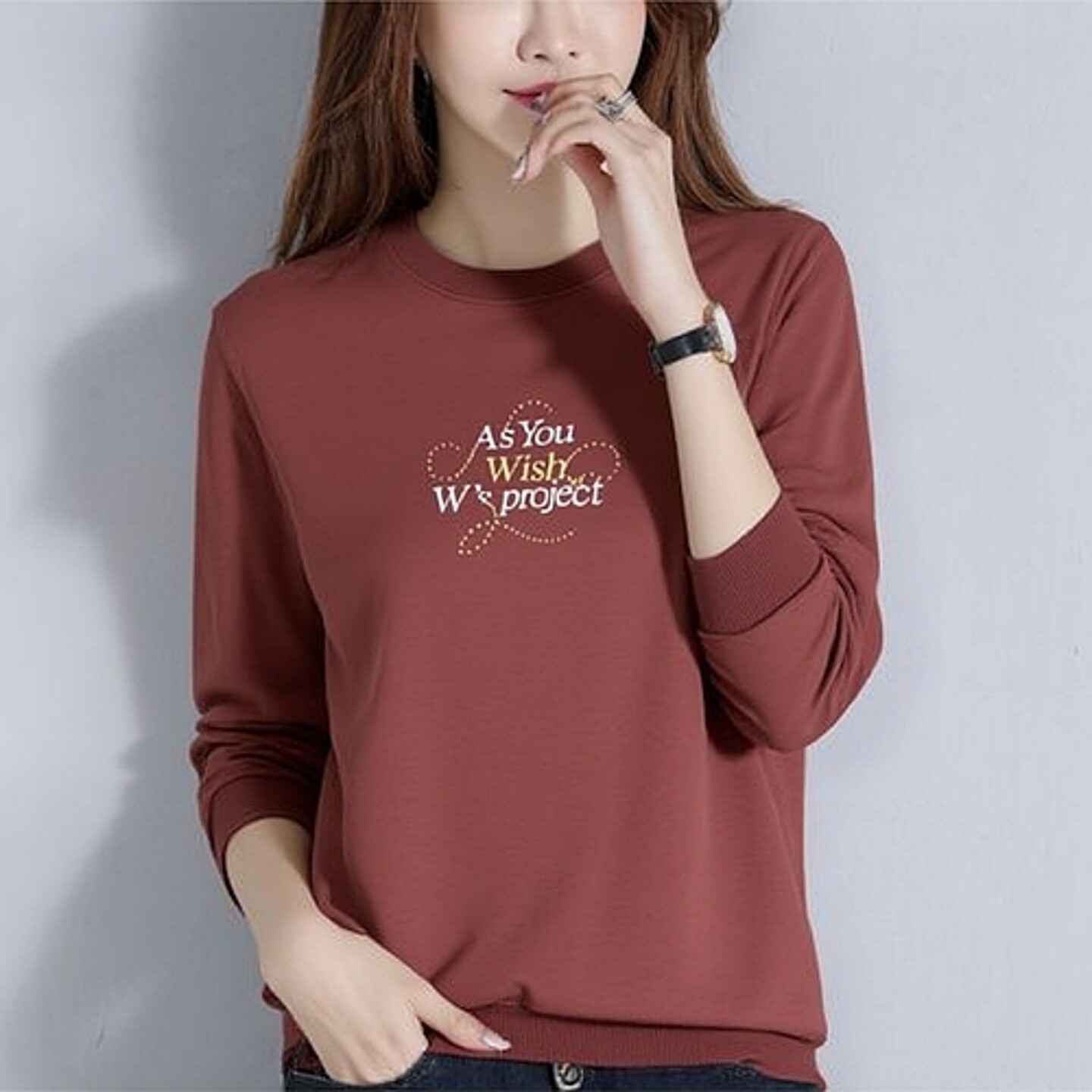 361女装套头卫衣专柜正品2025冬季新款休闲圆领加绒运动卫衣4009A