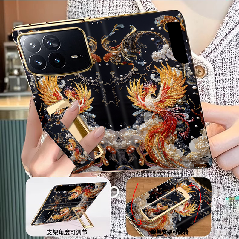 翻盖腕带支架适用小米mixfold4手机壳新款折叠屏高级感fold4创意凤凰轻奢时尚女款磁吸一体全包防摔保护套