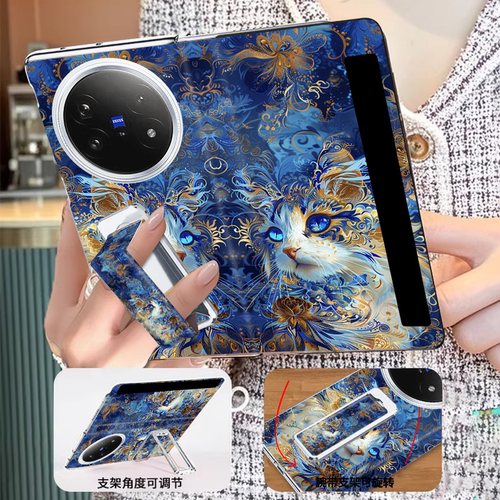 翻盖腕带支架vivoxfold6手机壳新款高级感折叠屏xfold5创意时尚猫咪轻奢女款xfold3磁吸一体全包防摔保护套