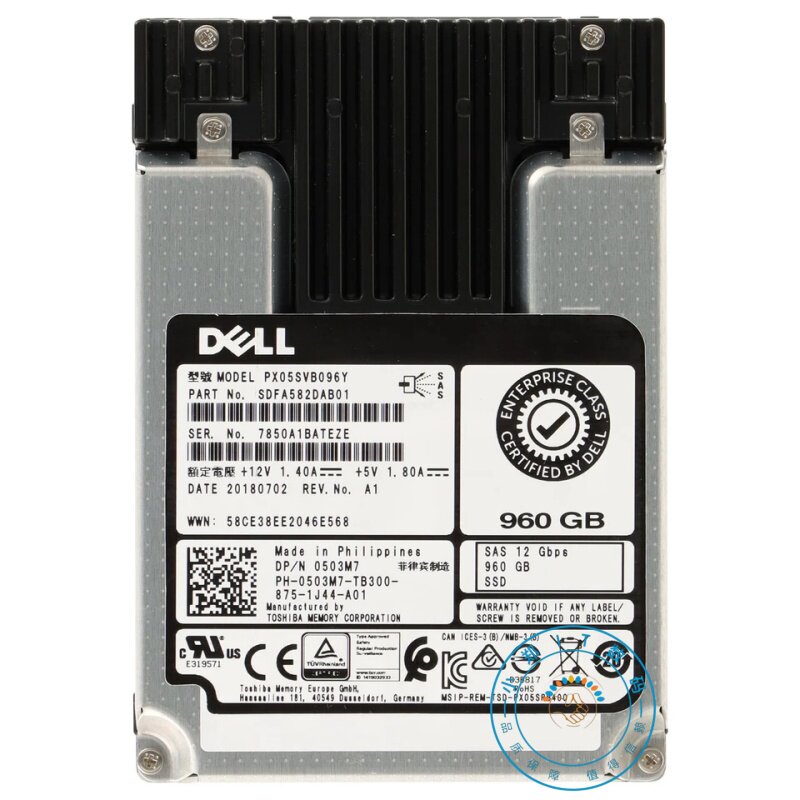 DELL PX05SVB096Y 0503M7 960G SAS 12G SSD R750 固态硬盘 503M7