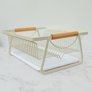 家用台面铁艺餐具沥水架碗碟架厨房沥水篮收纳架 日集杂货日式