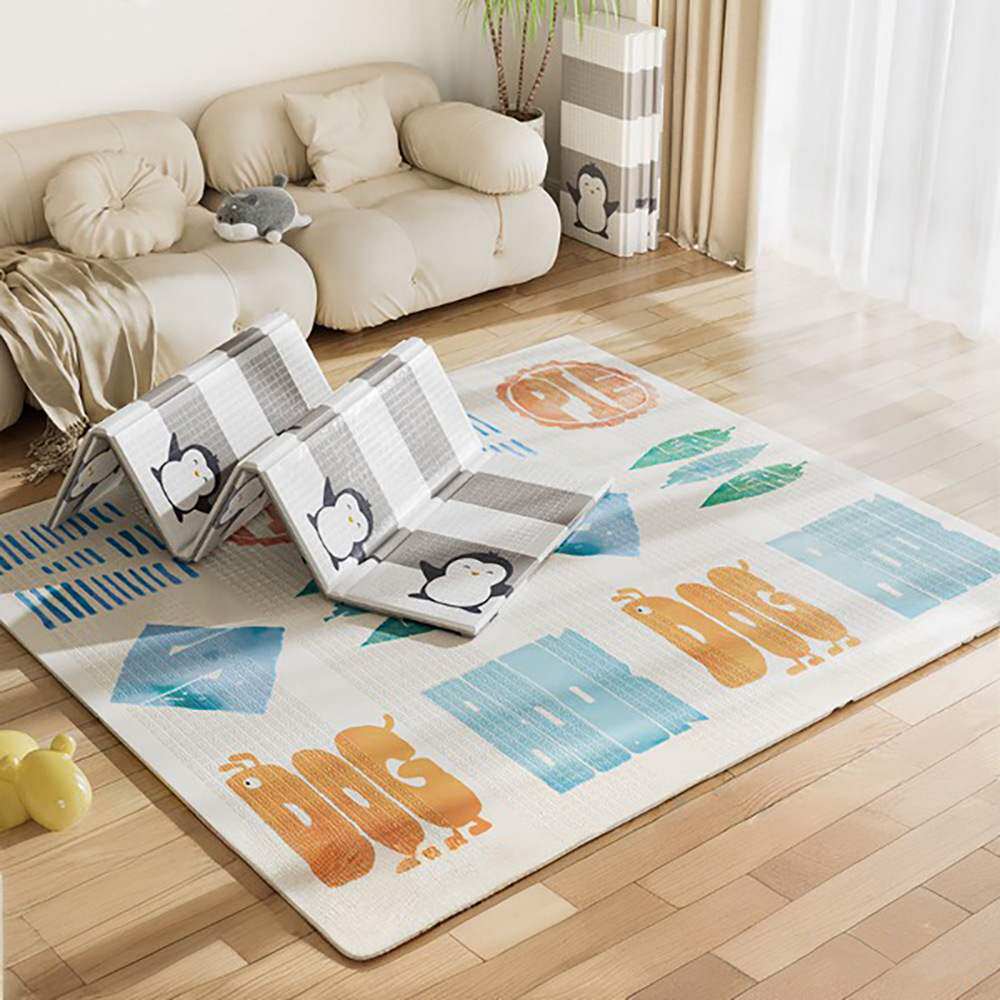 婴儿爬行垫xpe泡沫加厚防水折叠式游戏垫布艺丝光棉宝宝爬爬垫