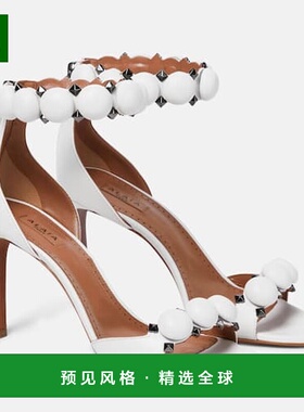 香港直邮Alaïa 女士 La Bombe 90 皮质凉鞋 white白色 舒适时尚