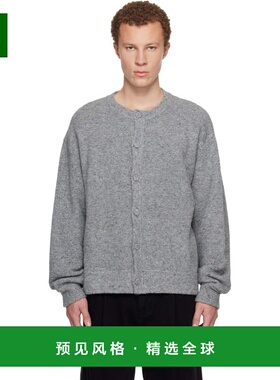 1h可退 香港直邮Wooyoungmi 吴阳米 男士 灰色圆领开衫 W253KN06