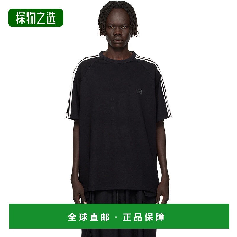 香港直邮Y-3 男士 黑色 Short Sleeve 3-Stripes T 恤 JW7352