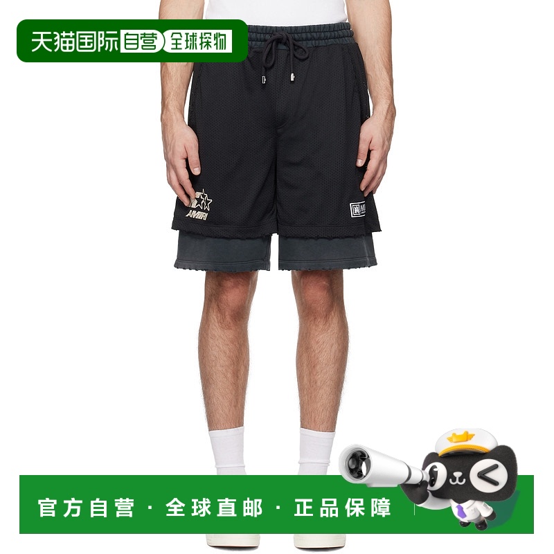 1h可退 香港直邮AMIRI 男士 黑色 Mesh Basketball 短裤 AMJYSH10