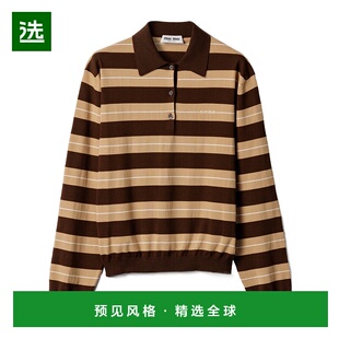 条纹女装 香港直邮Miu MMLB3217NQSOOO短袖 棉质Polo衫 上衣 Miu