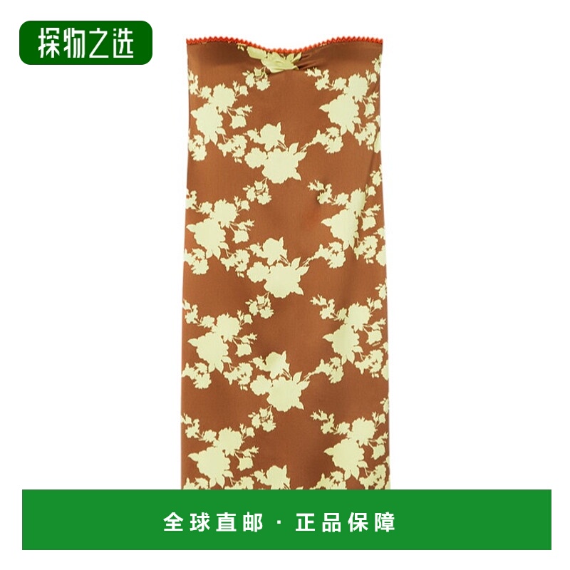 香港直邮Versace Wild Roses缎面无肩带迷笛连衣裙 10195111A1430