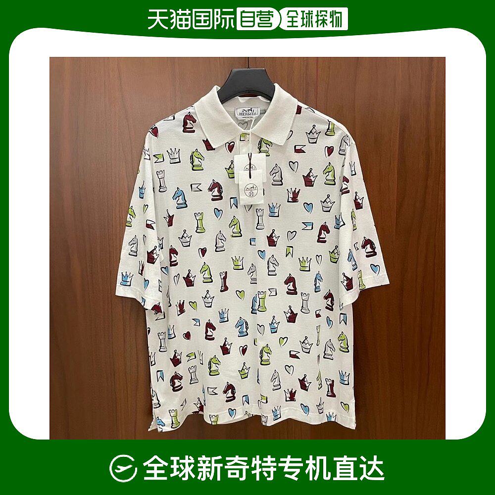 香港直邮hermes 印花图案polo衫 hepoloimprimeplayground90blanc