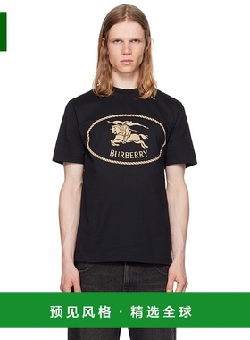 1h可退 香港直邮Burberry 巴宝莉 男士 黑色 Knight Stamp Cotton