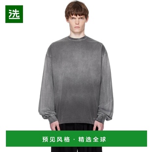 1h可退 香港直邮We11Done 男士 灰色 Gradient Dye 长袖 T 恤 WDT