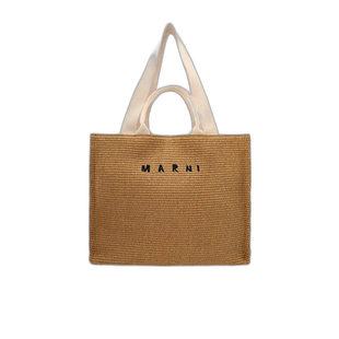 香港直邮Marni logo刺绣草编托特手提包 SHMP0078U0P3860Z0R42