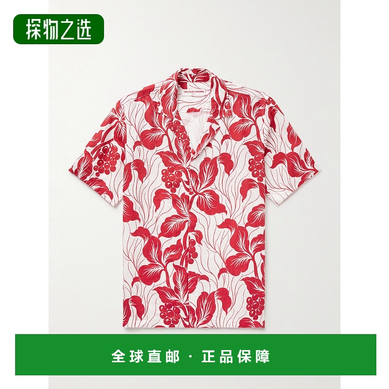 香港直邮Orlebar Brown 男士 Maitan Camp-Collar 印花亚麻衬衫 2