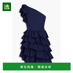 1h可退 香港直邮MARCHESA NOTTE 女士 单肩荷叶边塔夫绸迷你连衣