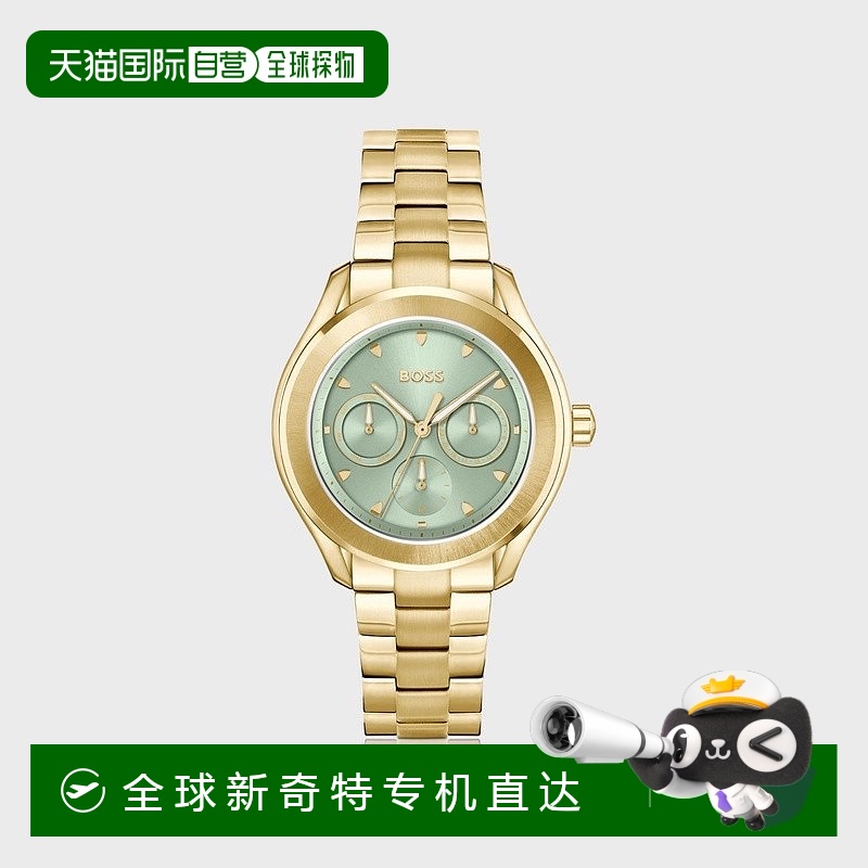 欧洲直邮HUGO BOSS雨果BOSS BLACK 带拉丝绿色表盘和链式表带手表
