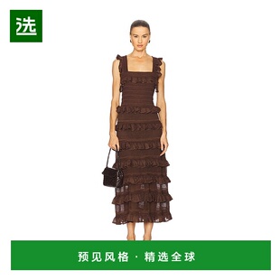 1h可退 香港直邮ZIMMERMANN 女士 蕾丝褶边中长连衣裙 4325DF251