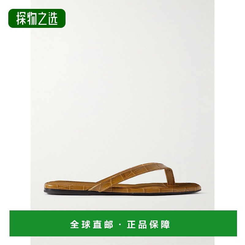 1h可退 香港直邮TOTÊME 女士 鳄鱼纹皮质人字拖 243WAS4557LE0076