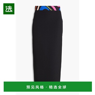 1h可退 香港直邮Emilio Pucci 璞琪 女士 绉纱中长铅笔半身裙 3UR
