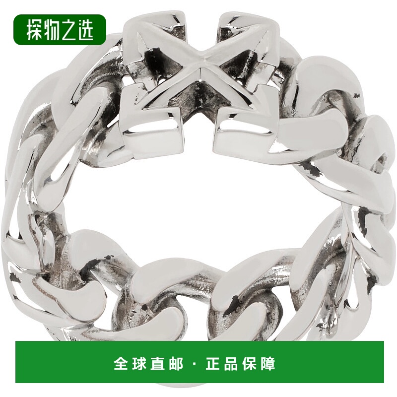 香港直邮off-white 男士 银色 Arrow Chain 戒指 OMOC07DC99MET00