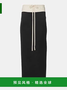 1h可退 香港直邮KHAITE 女士 Chet 缎面长款半身裙 black黑色 舒