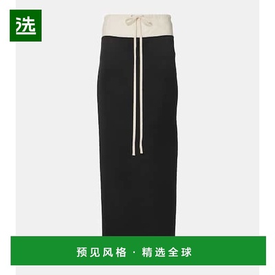 1h可退 香港直邮KHAITE 女士 Chet 缎面长款半身裙 black黑色 舒