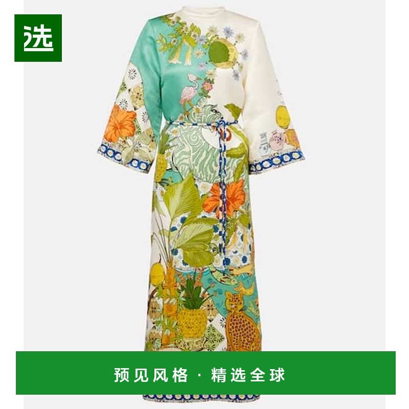 1h可退 香港直邮ALÉMAIS 女士 淡褐色印花棉质真丝长款连衣裙,女装/女士精品,连衣裙,淘宝优惠券,粉丝福利购,淘宝优惠卷