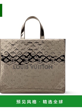 欧洲直邮LV路易威登 Shopper男士钢灰色帆布老花图案单肩包托特包
